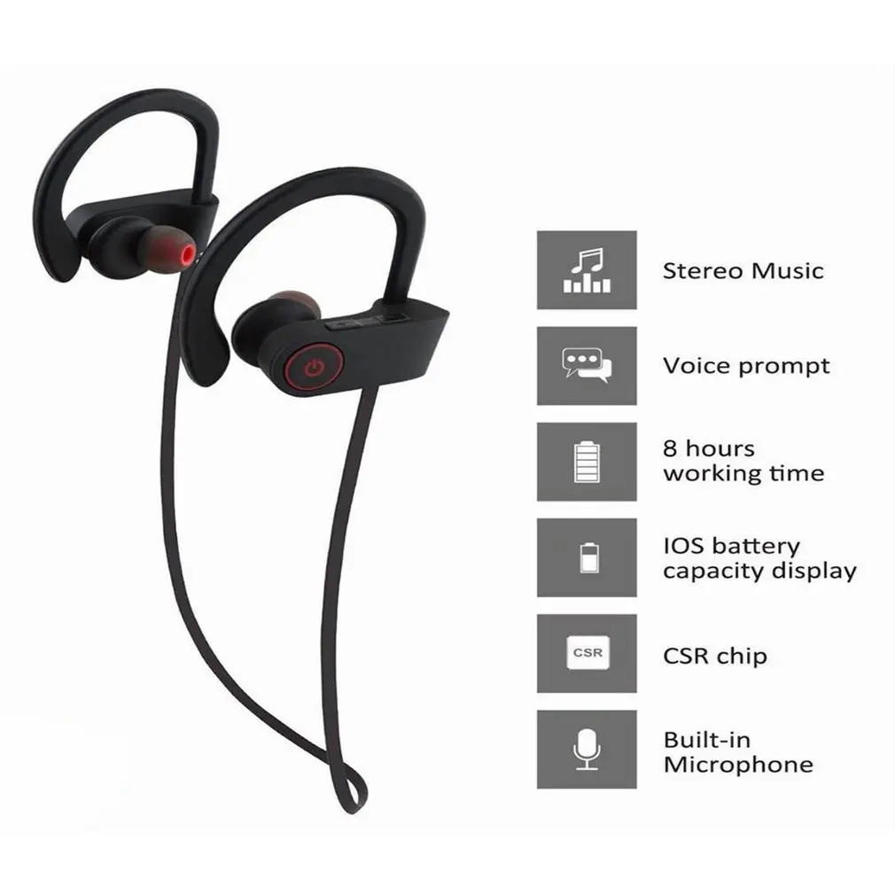 

IPX7 Waterproof Wireless Headset Sports Bass Bluetooth Earphone With Mic U8 tws true wireless earphones wireless bluetooth