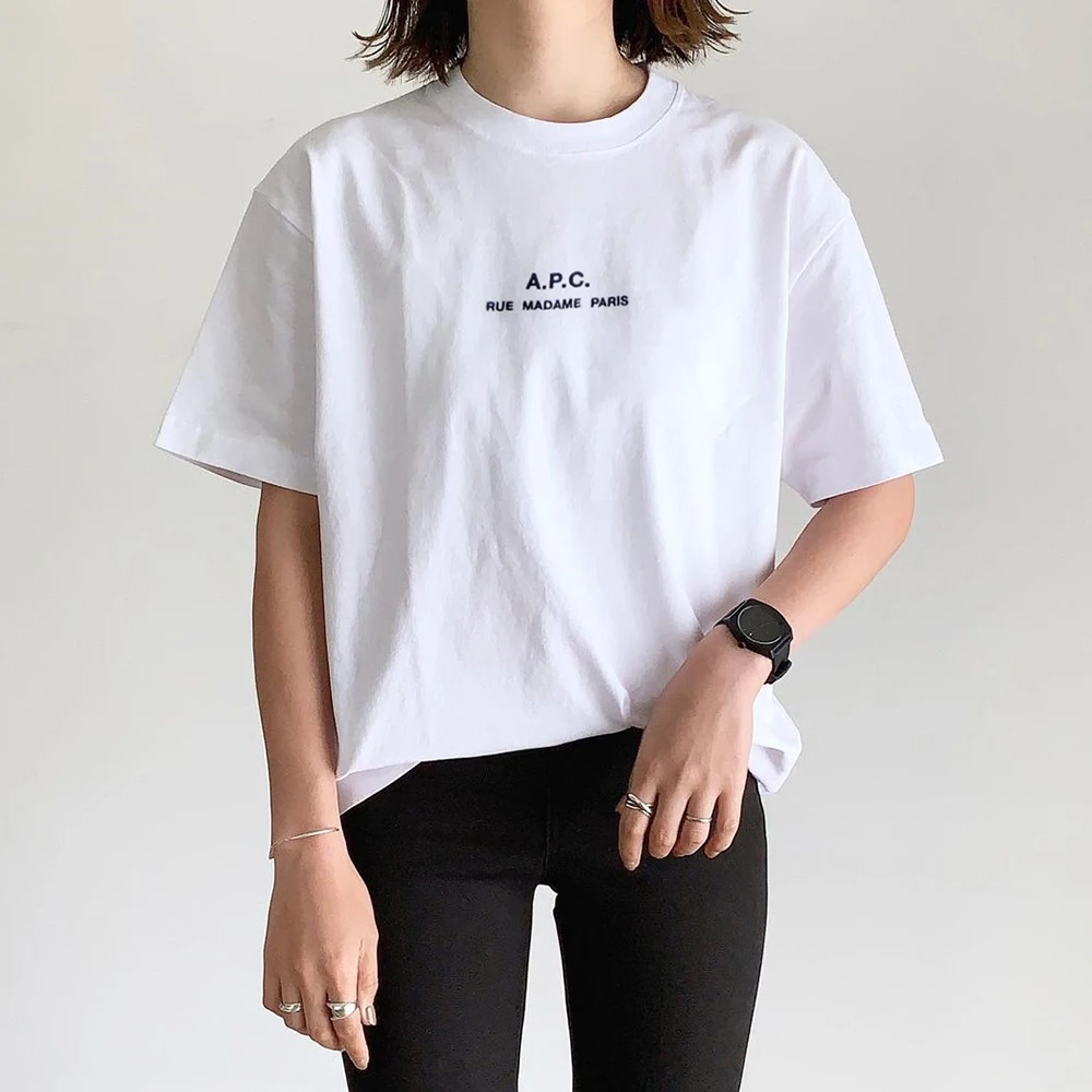 

Women T-Shirt Letter Standard Short Sleeve Casual Tops Summer 100% cotton Tshirt Loose Daily Lady Streetwear Fashion Couple Tees