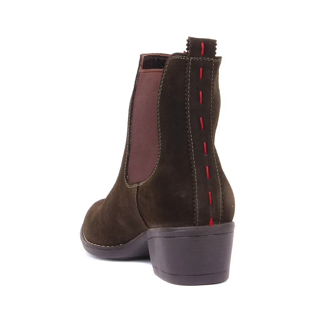 Женские замшевые сапоги без молнии Sail Lakers цвета хаки | Обувь