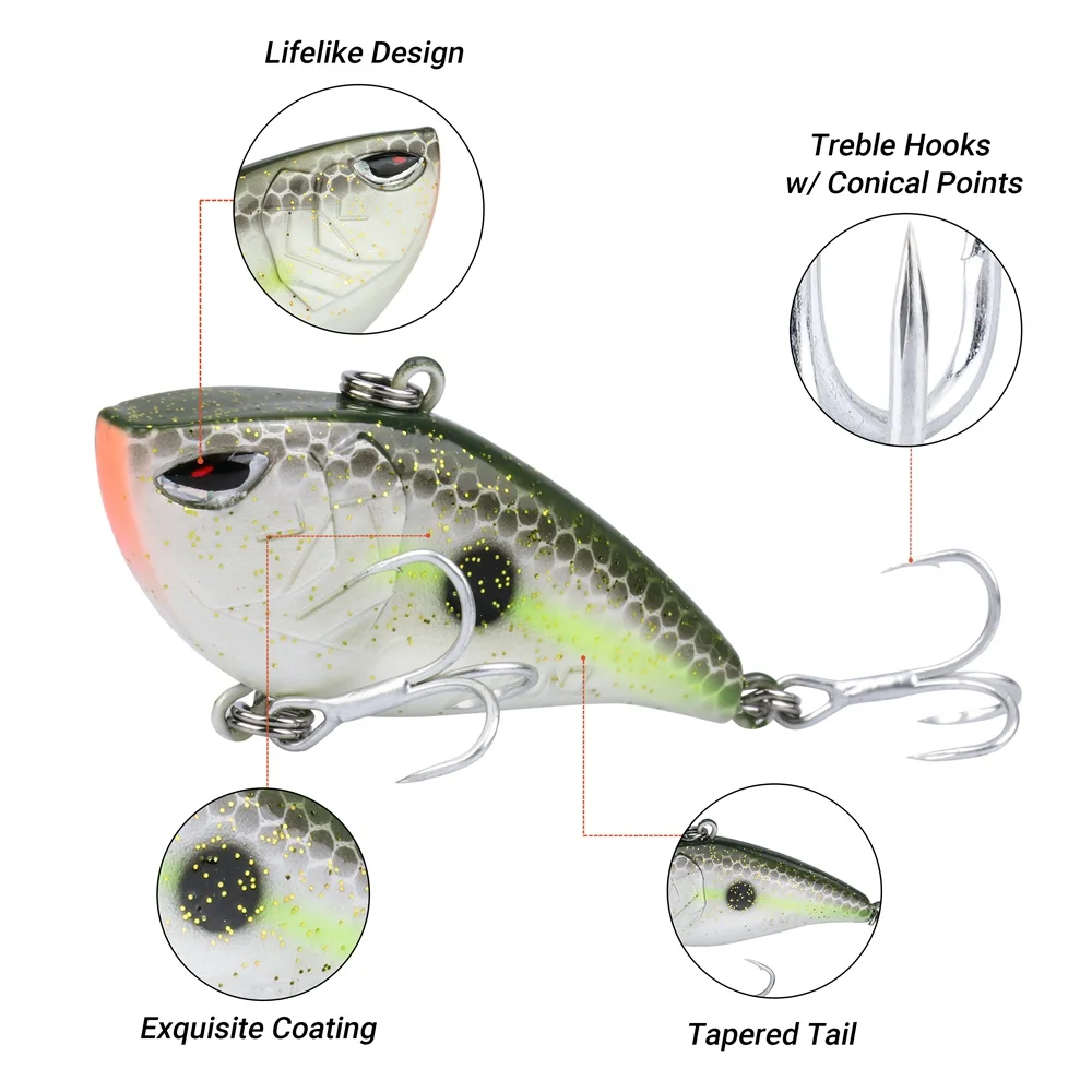 RUNCL ProBite Fishing Lure Hard Baits 5.2cm 6.6cm Lipless Crankbait Vibe Cranks wobbler Swimbait Winter Tackle 2020 | Спорт и