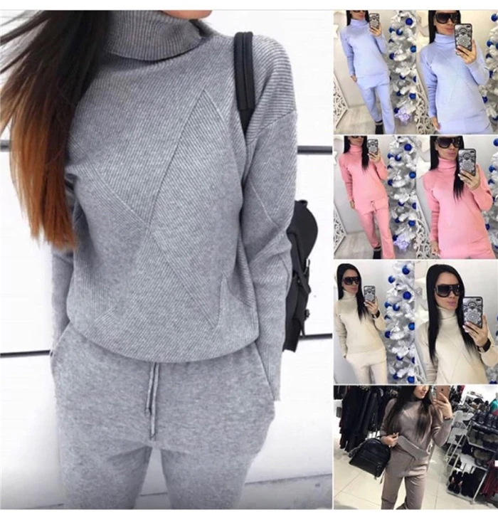 Obrix весенне-осенний теплый вязаный женский комплект повседневное стильное