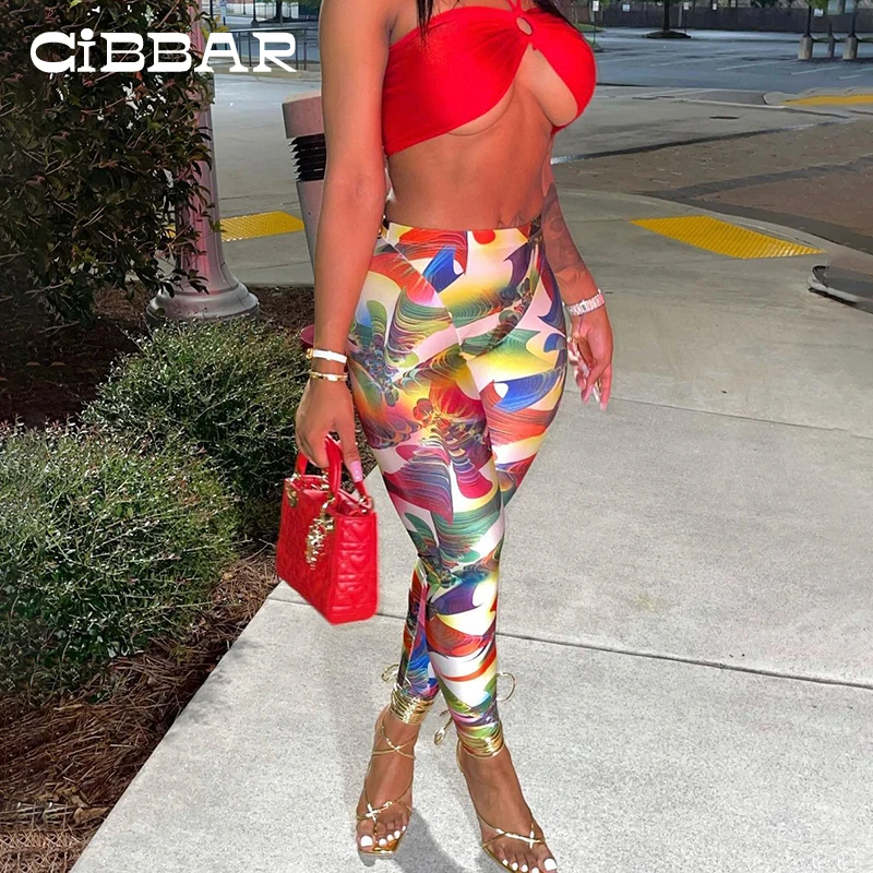 

CIBBAR Skinny Aesthetic Print Women's Pants Chic Clubwear High Waist Sexy Body-Shaping Vintage Fashion Elegant Female Trousers