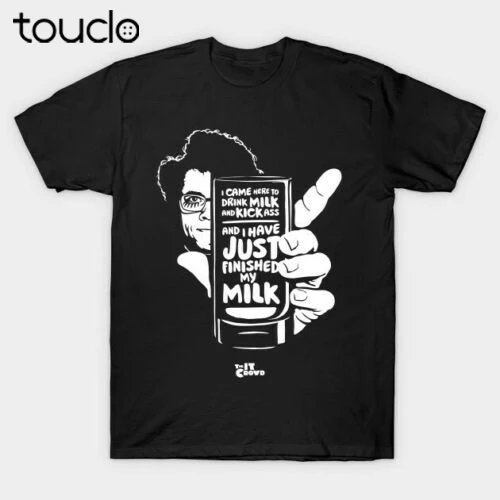 

Смешная черная футболка с надписью Drink Milk & Kick Moss The IT Crowd, они живут