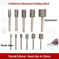 21pcs 36mm shank cylindrical diamond grinding head 4 25mm for jade peeled mold carved metal ceramic glass stone grinding