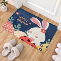 easter rabbit egg polyester floor mat door entrance non slip bathroom absorbent carpet kitchen balcony toilet household pet pad