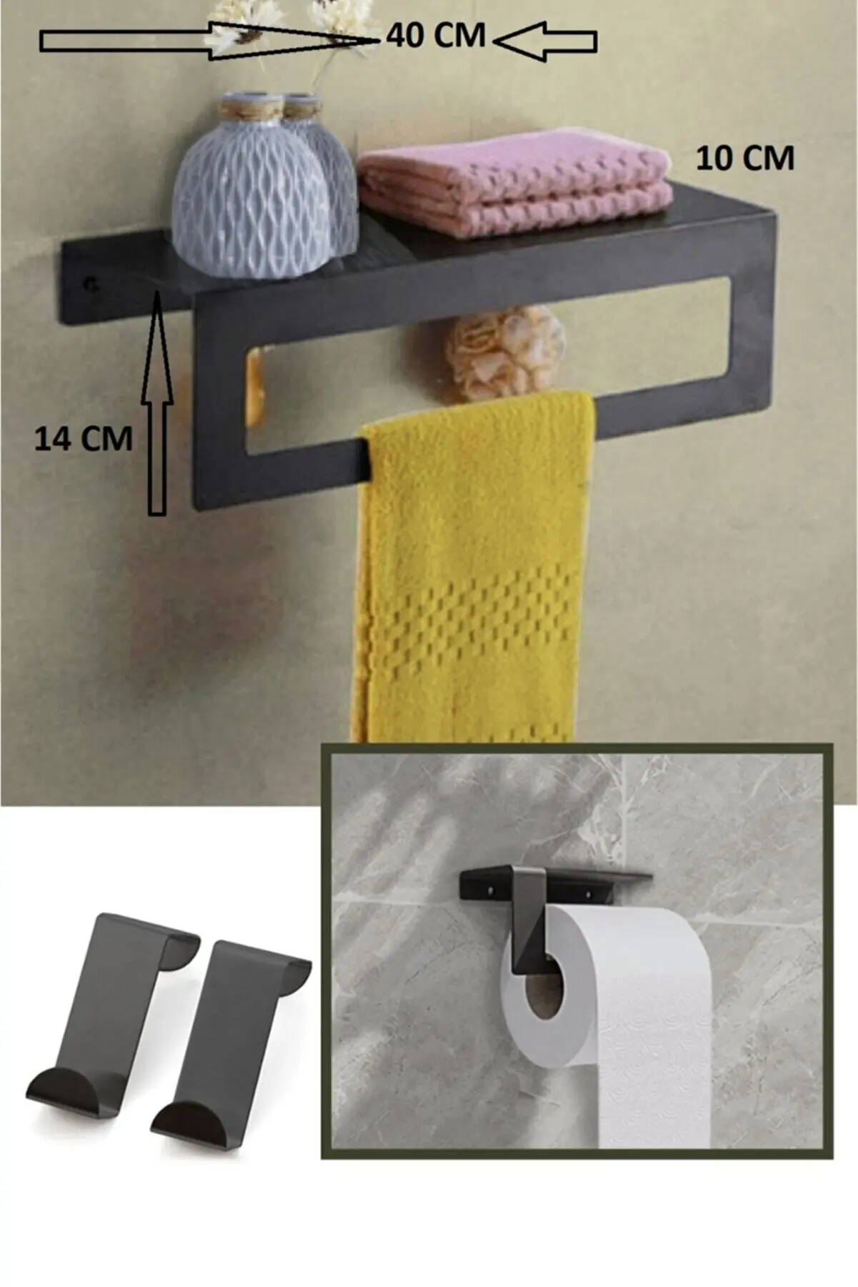 Metal Towel Holder With Hanger Back And Toilet Paper Holder Set Set of 2+ pieces of hooks behind the door bathroom accessories t
