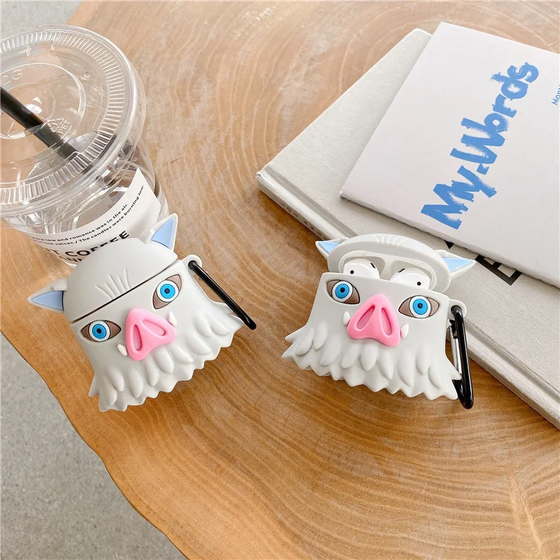 

Anime Demon Slayer Hashibira Inosuke 3D Case For AirPods 1 2 Charging Box Silicone Wireless Bluetooth Earphone Protect Cover A2