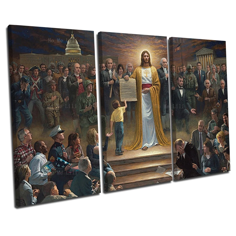 

American Jesus And Religion Of The State Christian Canvas Wall Art By Ho Me Lili For Livingroom Bedroom Home Decor