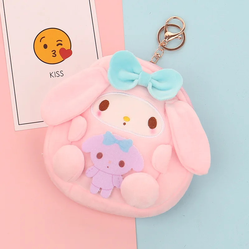 

Japan Anime Cartoon Doll Storage Mini Plush Toy Coin Bag Kuromi Melody Cinnamoroll Doll Plush Coin Purse Key Chain Cute Pendant