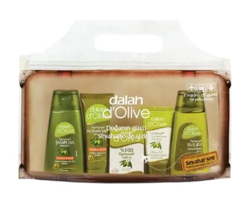 

Dalan dOlive Travel Set Hair Shampoo Hand Cream Body Cream Shower Gel Hair Conditioner Soap with Olive Oil MADE in TURKEY Aegean