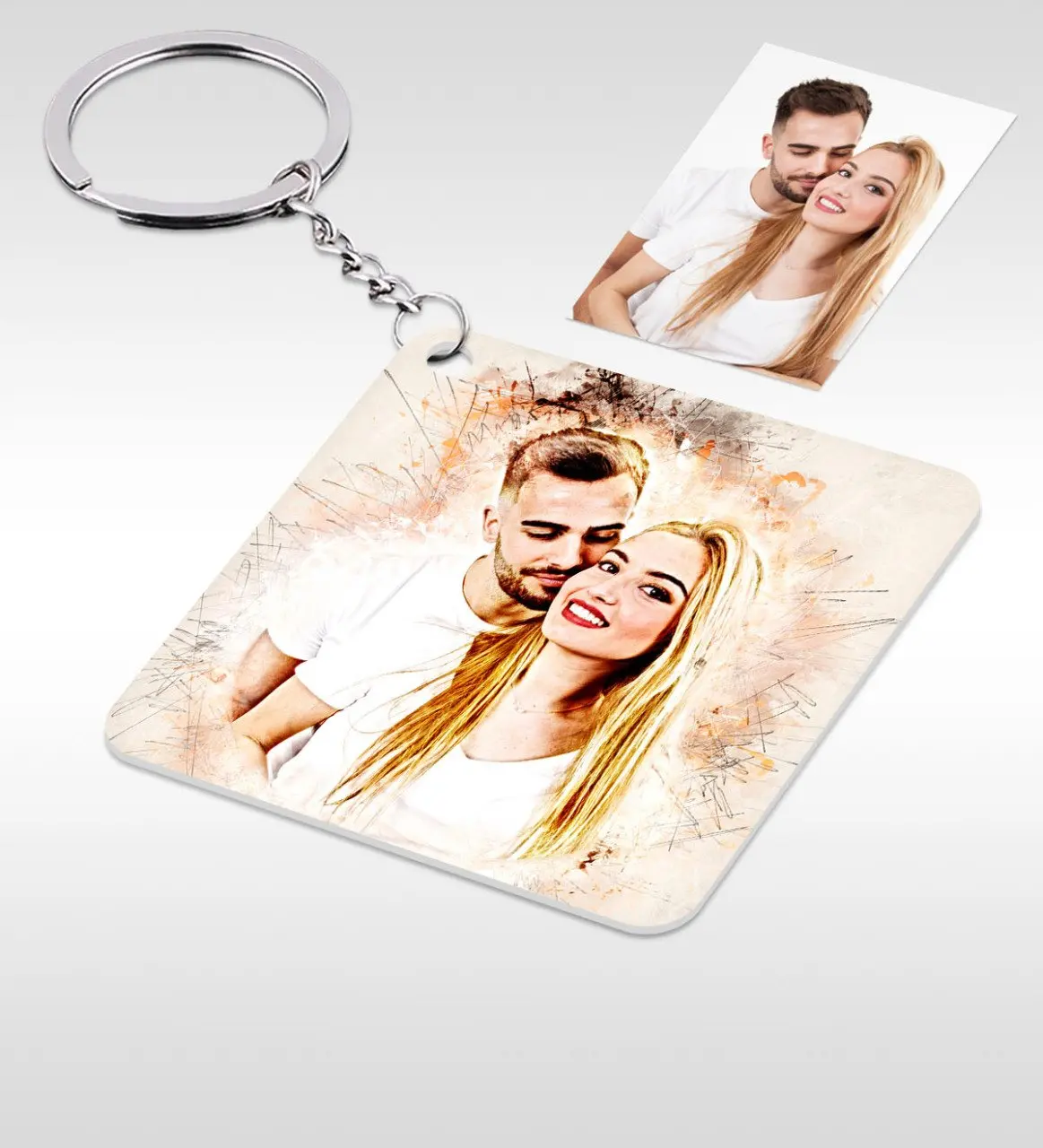 

Персонализированные пастельные Рисование фото Печатный брелок