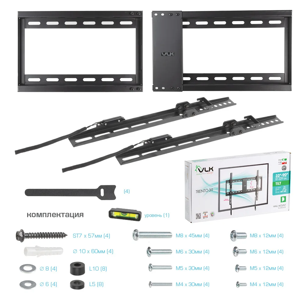 Кронштейн стальной настенный для LED/LCD телевизоров (TV) диагональю 32-90 дюйма VLK TRENTO-39