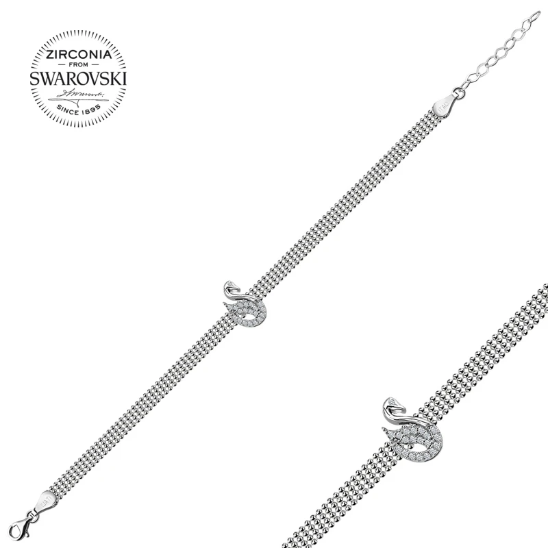 

Silver 925 Sterling Swarovski Zirconia Cubic Zirconia Swan Bracelet