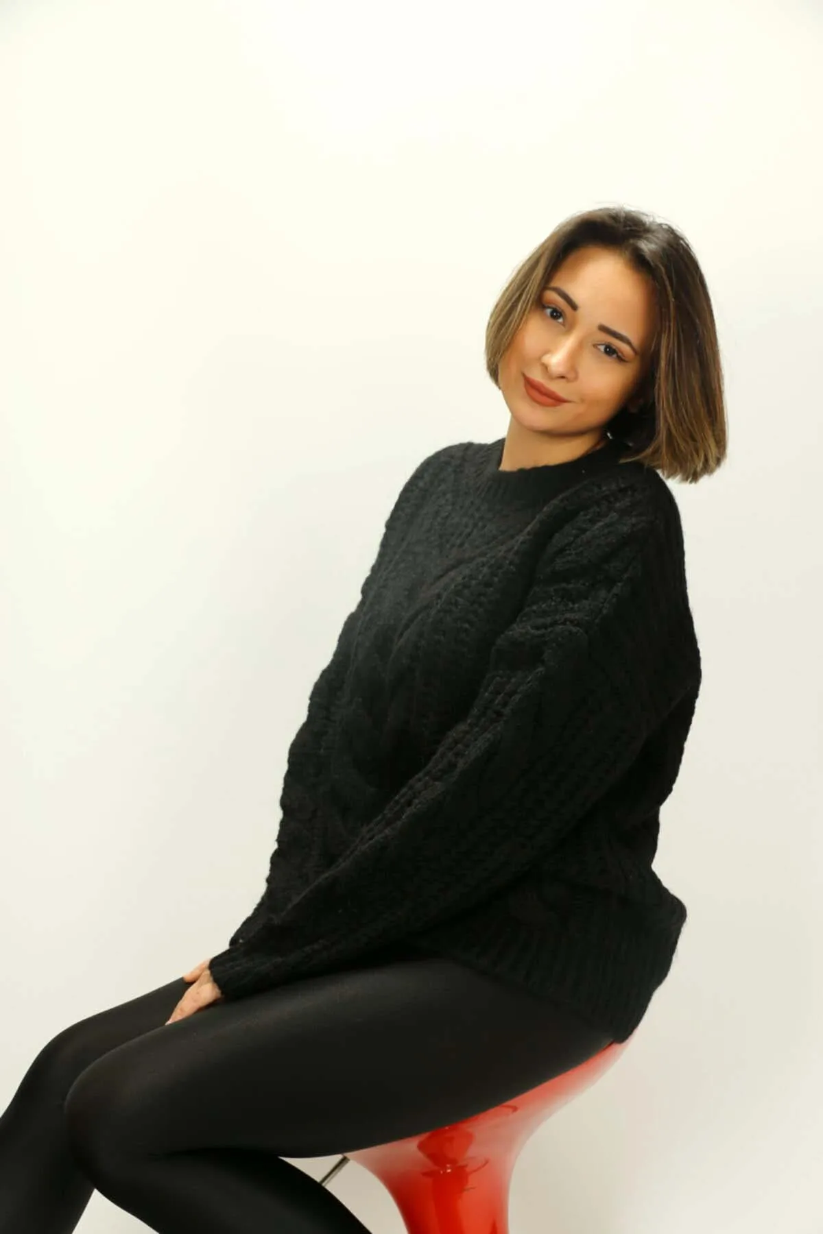 

Knitwear Sweater women clothing stylish elegant slim happy business woman working female student university different attractive