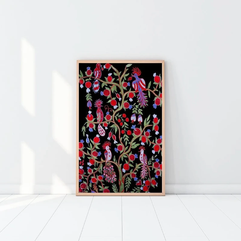 Персидское Дерево жизни с принтом вышитый винтажный цветочный и птичный дизайн