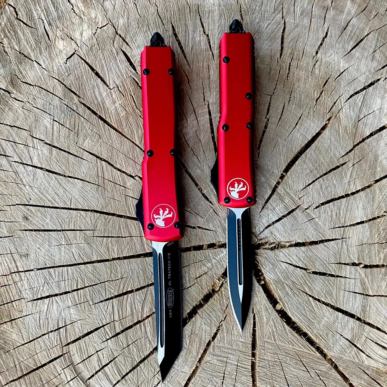 Нож Microtech Ultratech Автоматический фронтально-выкидной красный