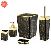 OceanLand Luxury Bathroom Set Patterned Set Acrylic Home Soap Dispenser Soap dish Toothbrush Holder Bucket Toilet Brush