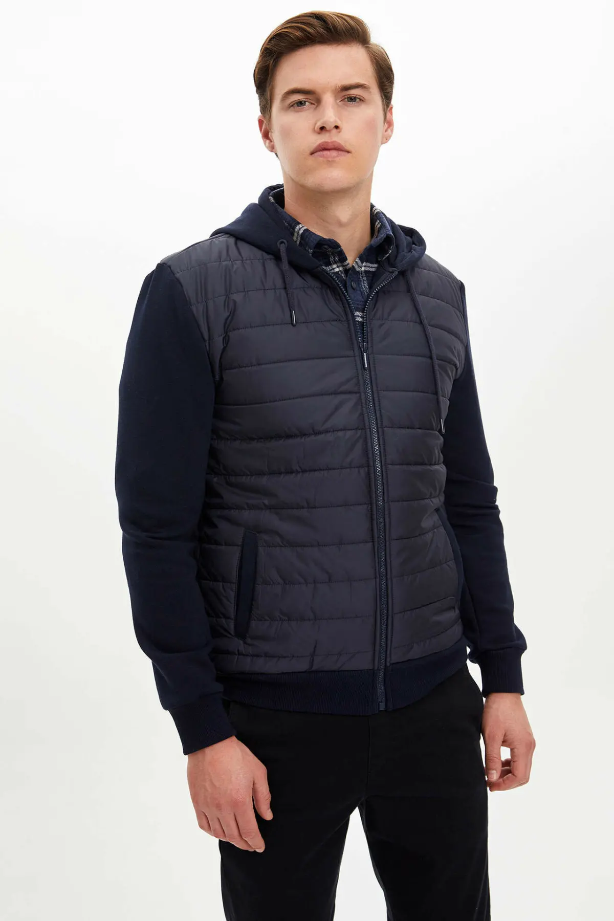 DeFacto модная мужская Повседневное хлопковые пальто мужское утепленное однотонное