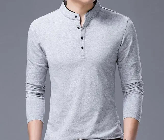 

Mens Boys T-shirt Stand-up collar Long sleeve Cotton coat