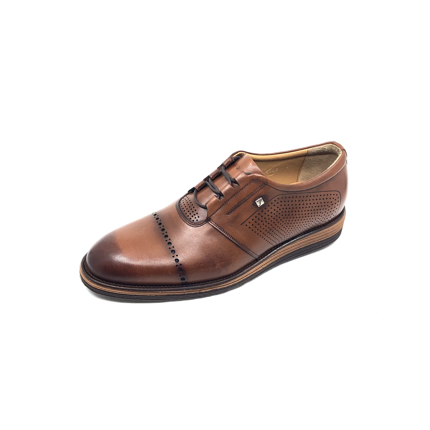 

Fosco Lace Up Men's Classic Shoes %100 Genuine Leather Tan-Brown Colour Eva Sole