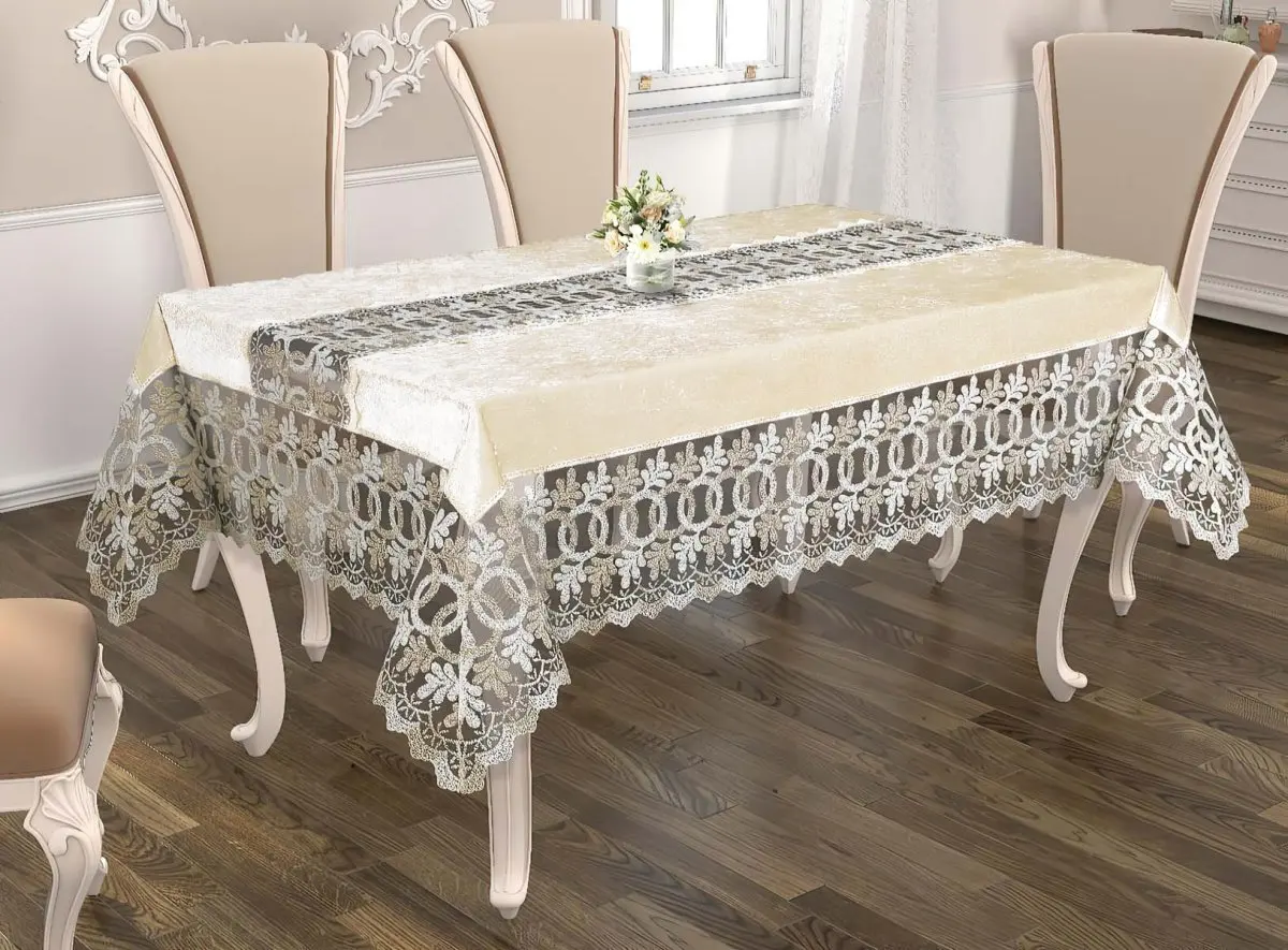 

Роскошная Нескользящая скатерть из бархата и кружева, модель Adelina