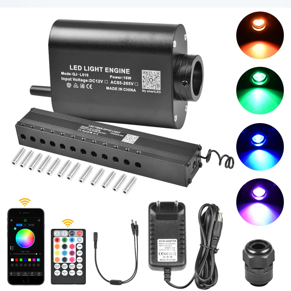 Fiber Optic Light Bluetooth app Control 16W RGBW Ceiling Stars Lights with Shooting Meteor Effect