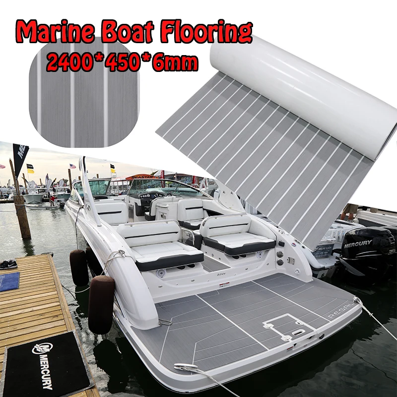 2400*450*6mm EVA Foam Faux Teak Boat Deck Mat Brown Decking Sheet Yacht Flooring Anti Skid Mat Self Adhesive Vehicle Pad