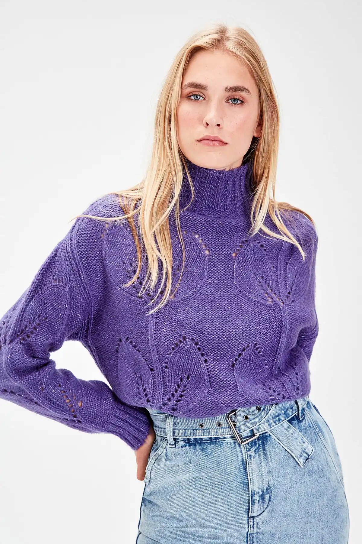 Trendyol фиолетовый сетчатый свитер TWOAW20JK0019| |