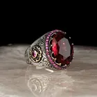 Турецкие ювелирные изделия ручной работы из серебра 925 пробы, рубиновые мужские кольца всех размеров