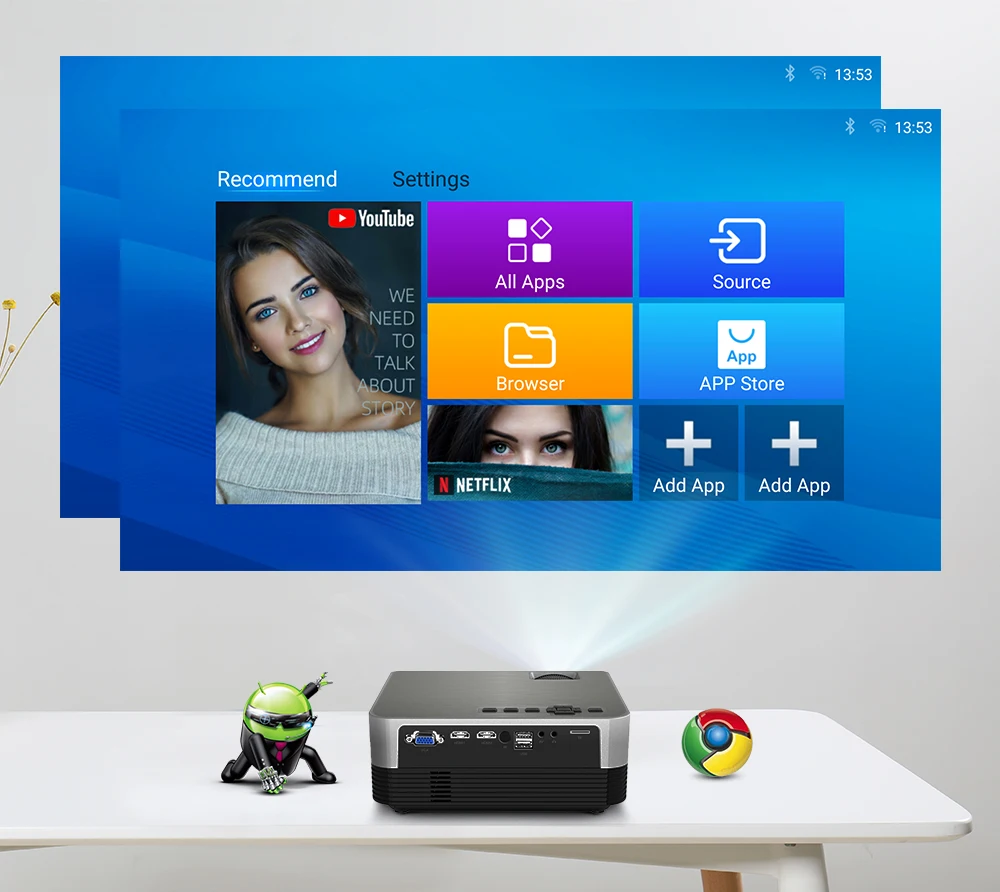 Touyinger Q7w мини проектор Full HD 1080P smartphone android Wi-Fi 4K Домашний кинотеатр Портативный LED