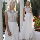 Богемные пляжные свадебные платья с кружевными рукавами-крылышками женское платье в стиле бохо с круглым вырезом sencillo 2022