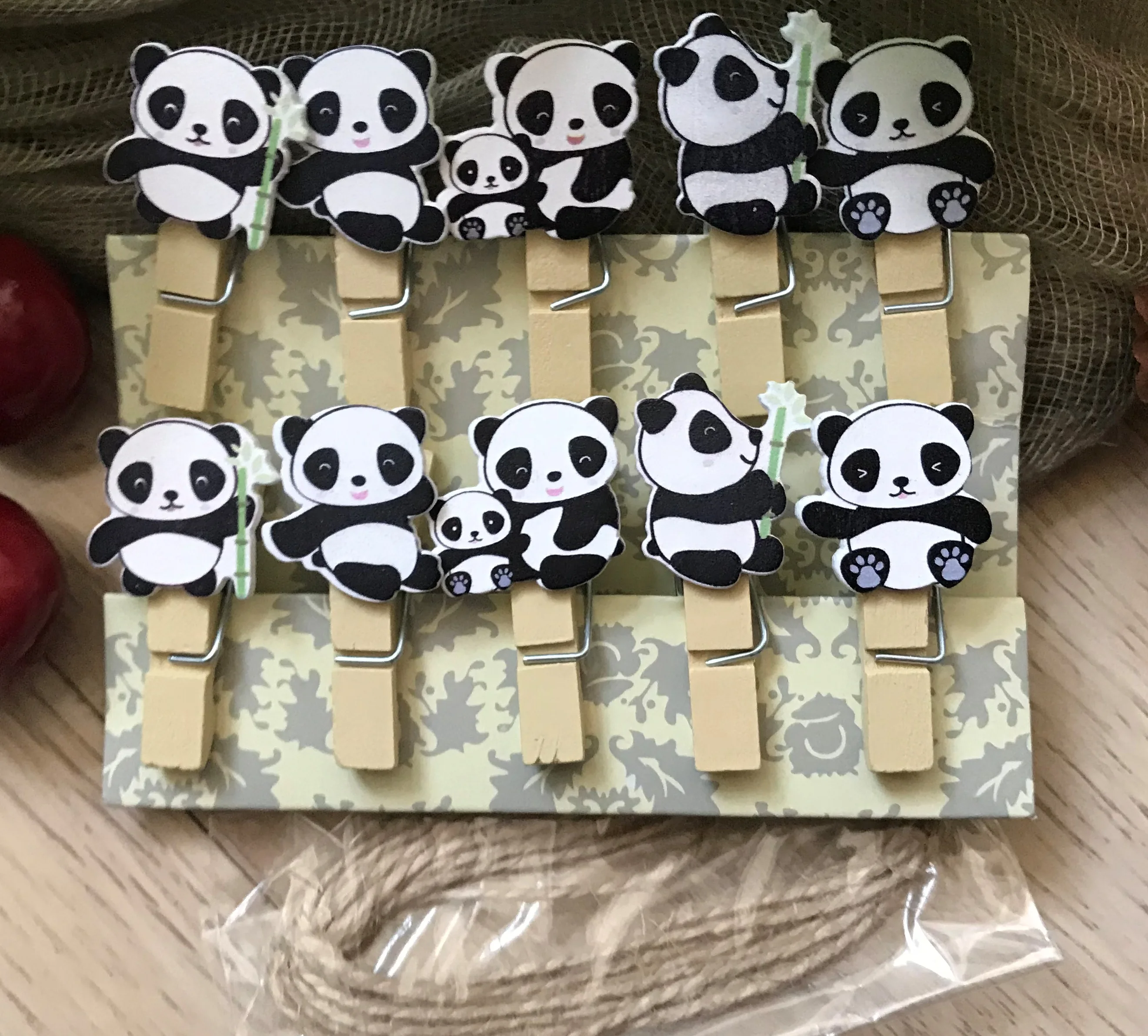 120 штук панда деревянная рамка для фото бумага колышки контактный прищепка