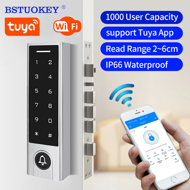 Wifi Tuya APP Remote Control Access Control Lock 125khz Rfid Card Reader Keypad Door Password Smart Lock Outdoor Access Control