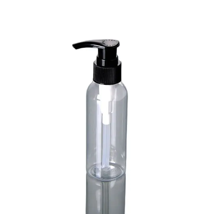 Прозрачная белая пластиковая бутылка для ПЭТ с насосом 100 мл