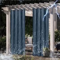 1pc garden patio eyelet ring top curtains sun blocking waterproof thermal insulated blackout curtain outdoor summer