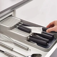 Knife Sharpener Cutlery Storage Box Chef Knives Block Holder Cleaver Drawer Rack Stand Cabinet Tray Multi-function Partition