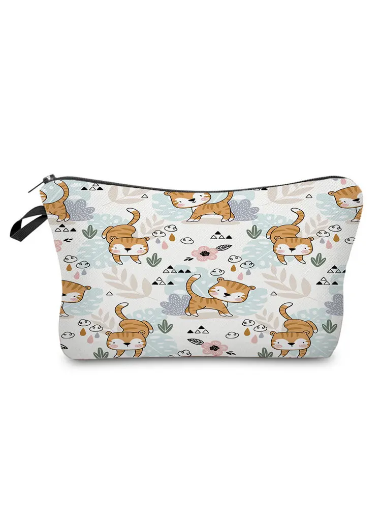 

All-match Lovely Cartoon Cat Printed Cosmetic Bags For Women Portable Makeup Bags Fashion Clutch Phone Bag Foldable Storage Bags