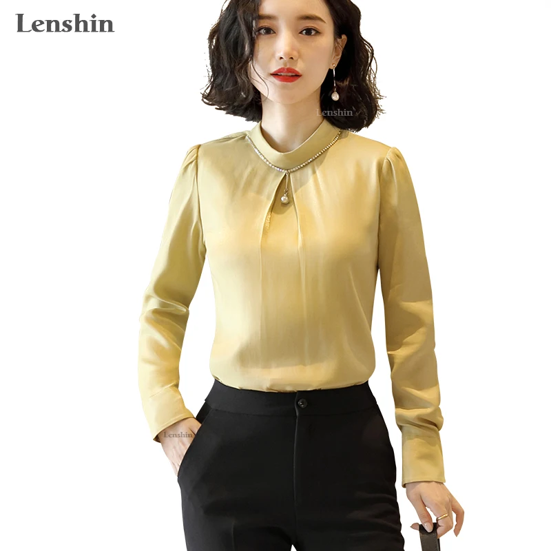 Женская блестящая блузка Lenshin рабочая одежда высокого качества женские топы для