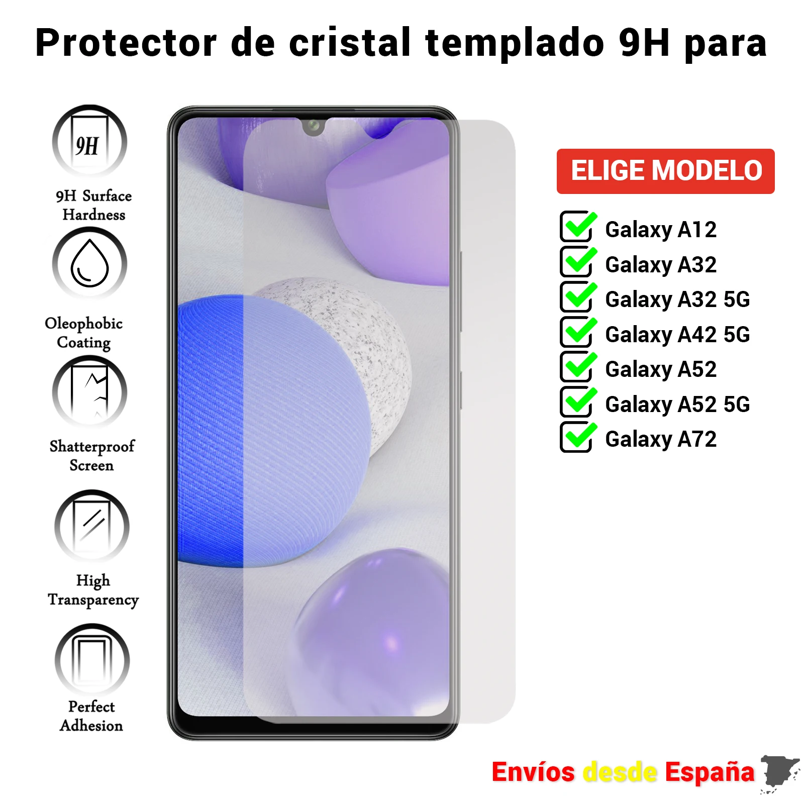 Защитная пленка для Samsung Galaxy A02s A12 A32 A42 A52 A72 5G. Прозрачное закаленное стекло movil.