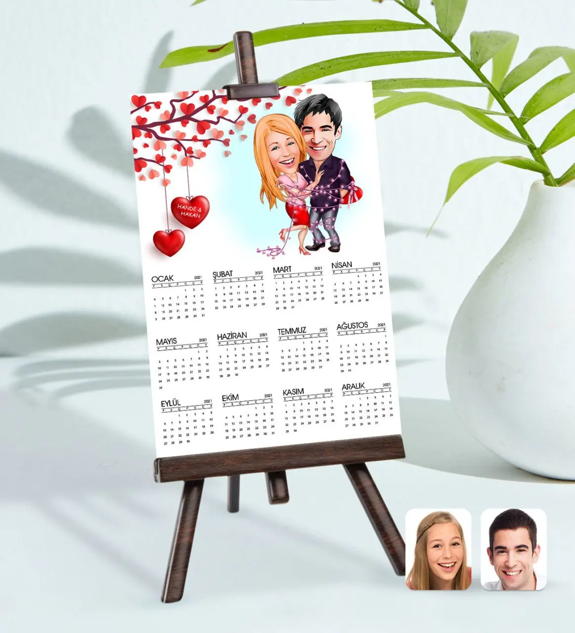 

Personalized 15x21 cm Photo Card Valentine Caricature Of easel 2021 calendar-2