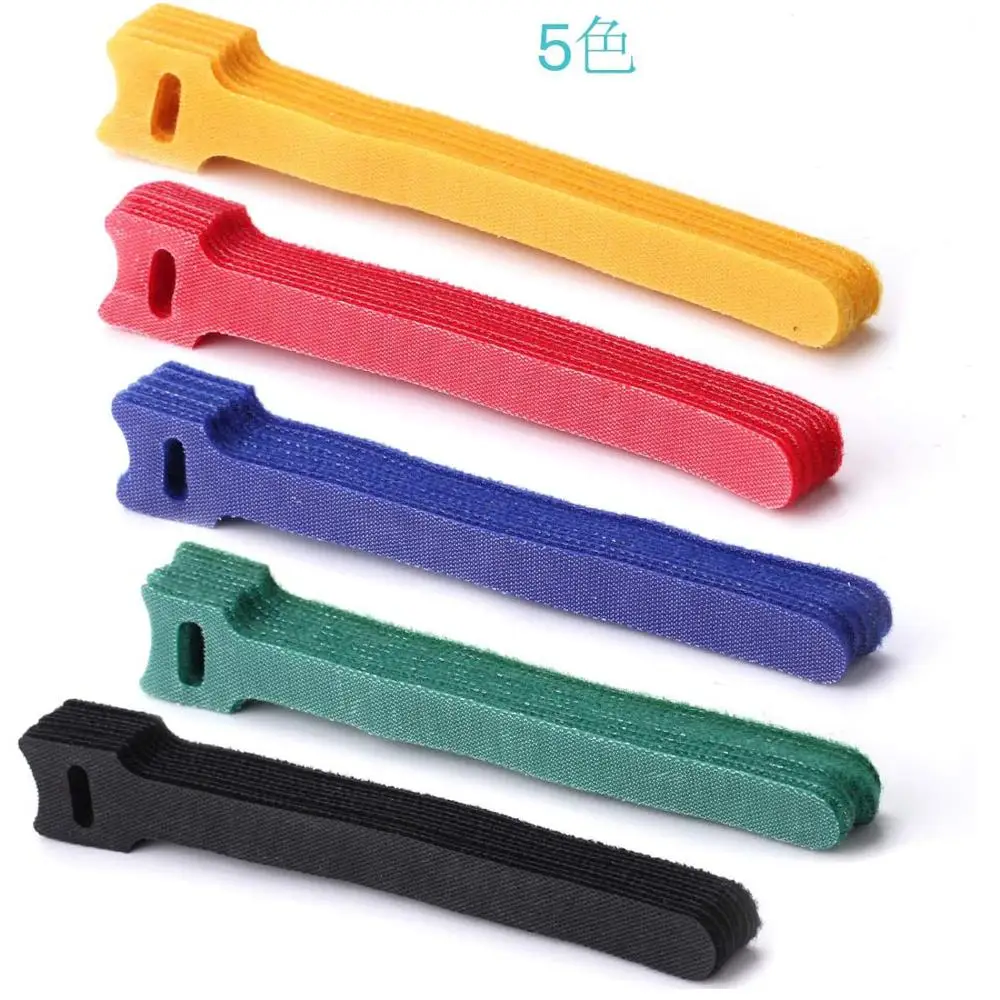 

50pcs T-type Velcro Cable Tie Wire Reusable Cord Organizer Wire 15*1.27cm Colorful Computer Data Cable Power Cable Tie Straps