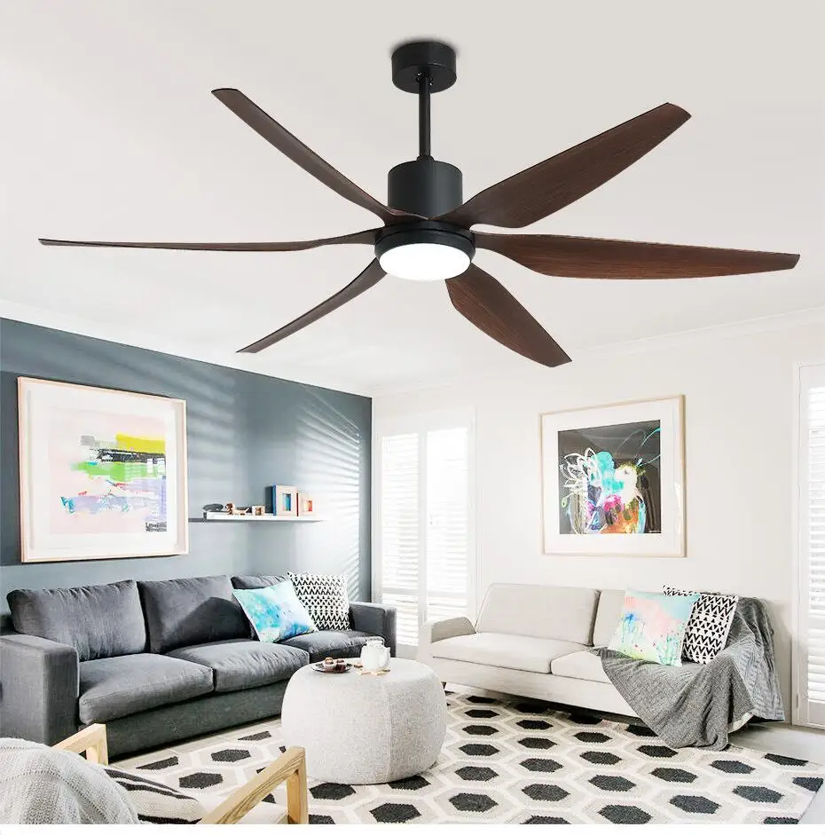

Large Wind 54Inch 66Inch Ceiling Fans With Light & Without Lights 6 Blades Remote Control 110-240V Hanging Fans Lamp Lighting