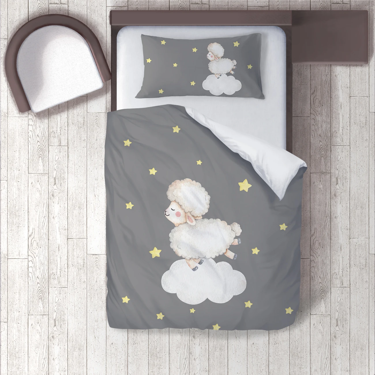 

Duvet Cover Set Bedding Set Pillow Case for Baby and Kids Room 3D Printed Gray Sheep Cloud Model 323