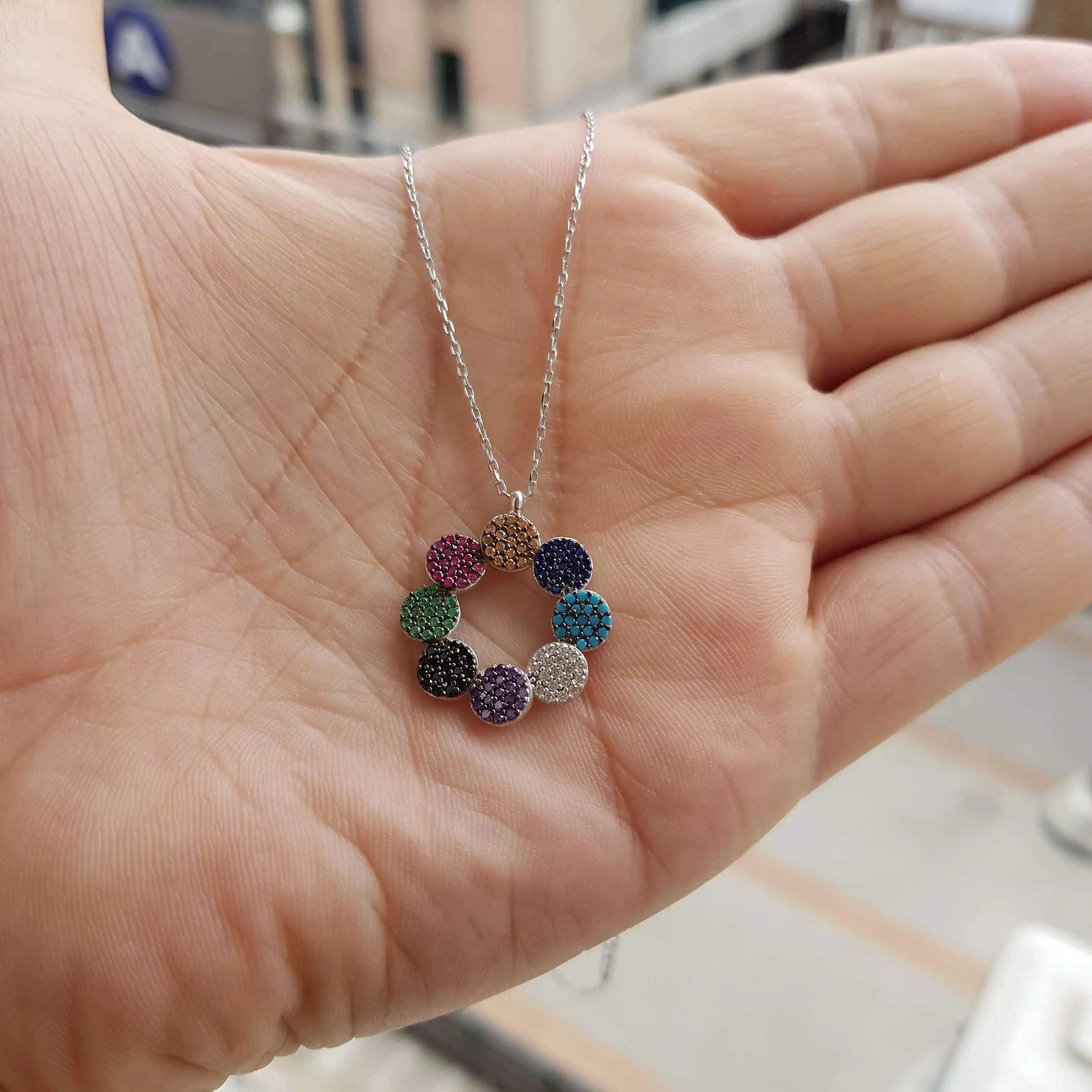 Collier en argent Sterling 925 pour femmes, pendentif avec fleurs colorées en pierre de Zircon, bijou précieux, élégant, chaîne de luxe, Cool, cadeau d'anniversaire
