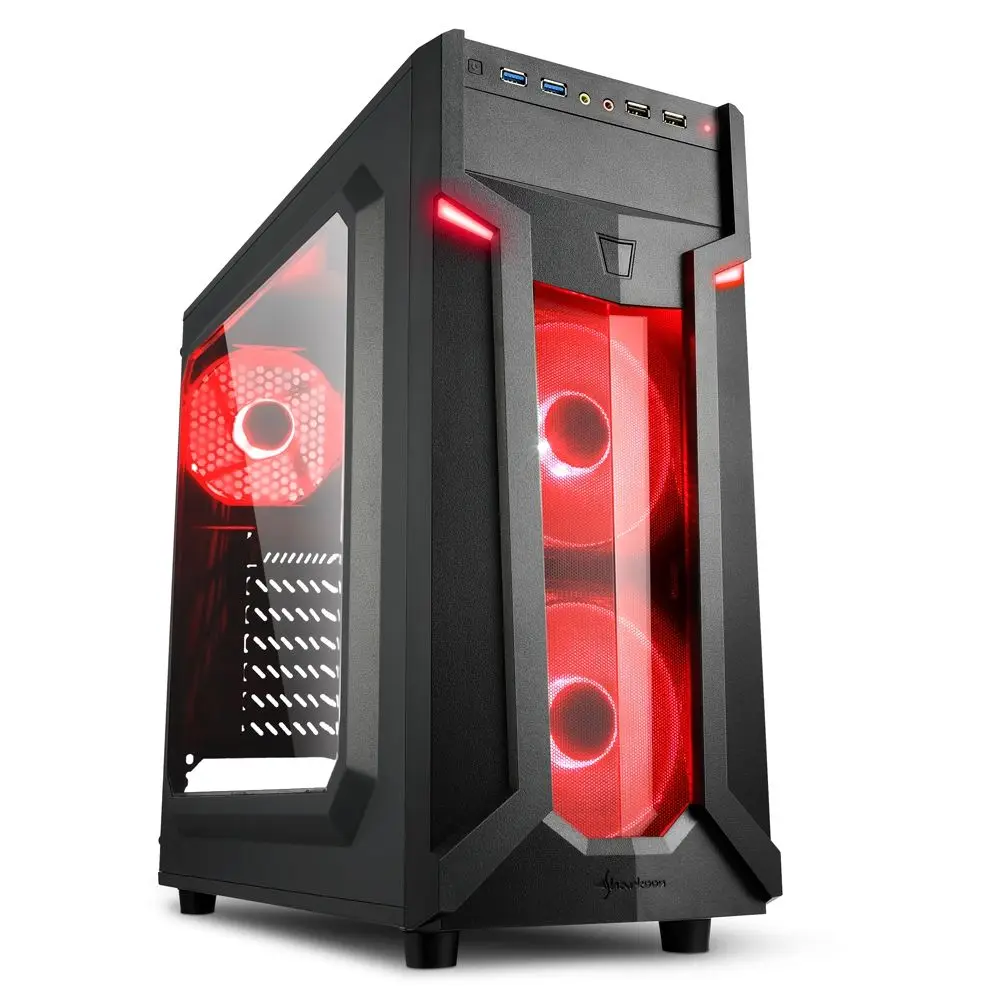 Корпус игровой для компьютера Sharkoon VG6-W ATX Midi-Tower 3x 120mm fan led 2x USB 2.0 3.0 Audio без БП |