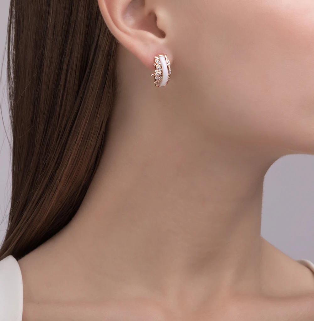 Серебряные серьги с керамикой и фианитами SUNLIGHT проба 925 | Украшения аксессуары