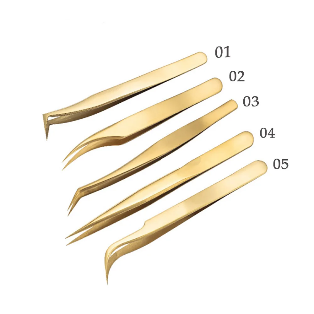 

Eyelash Extension Tweezers Straight and Curved Tip Stainless Steel Tweezers Nippers Volume Lash Tweezers for Eyelash Extensions
