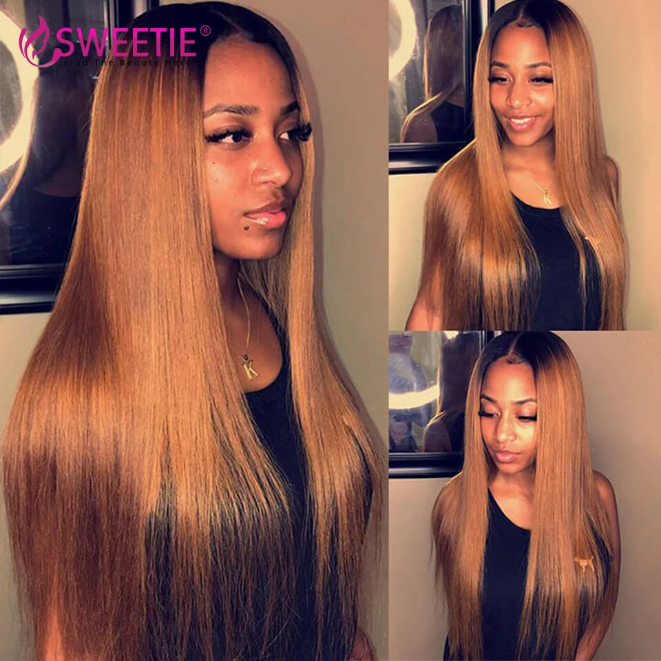 

Sweetie 13x4 Lace Front Human Hair Wigs Brazilian Straight Lace Front Wig 1b/99J/30 150% Human Hair Ombre Wigs For Black Women