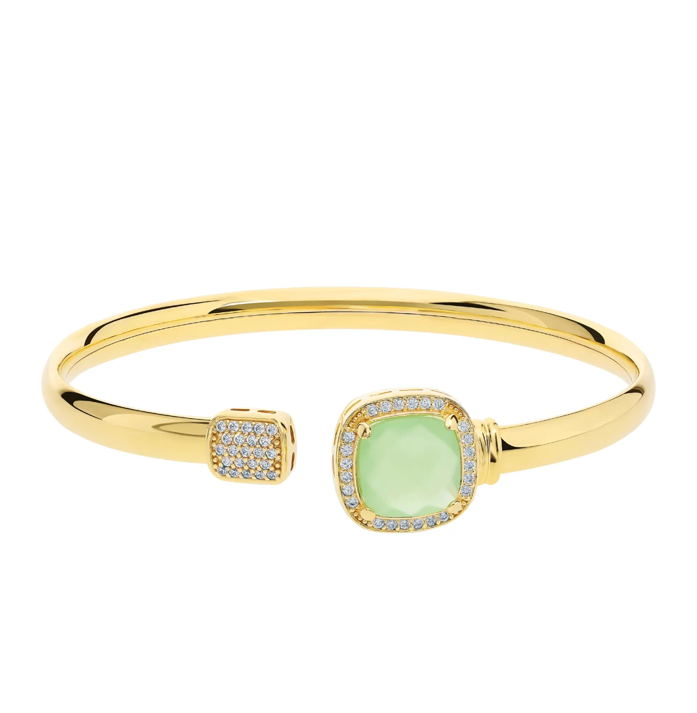 Серебряный браслет с кварцем и фианитами SUNLIGHT проба 925|Гибкие жесткие браслеты| |