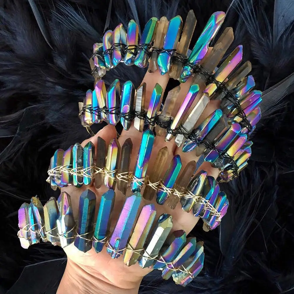 2020 ручная работа натуральная тиара кристалл натуральный кварцевый Корона гребни